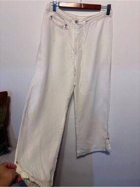 Women's Wide Leg Drawstring Pants - White